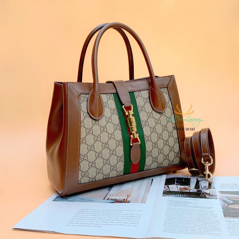 GUCCI JACKIE 649016 老花 PVC 中款 二用包 手提包-1