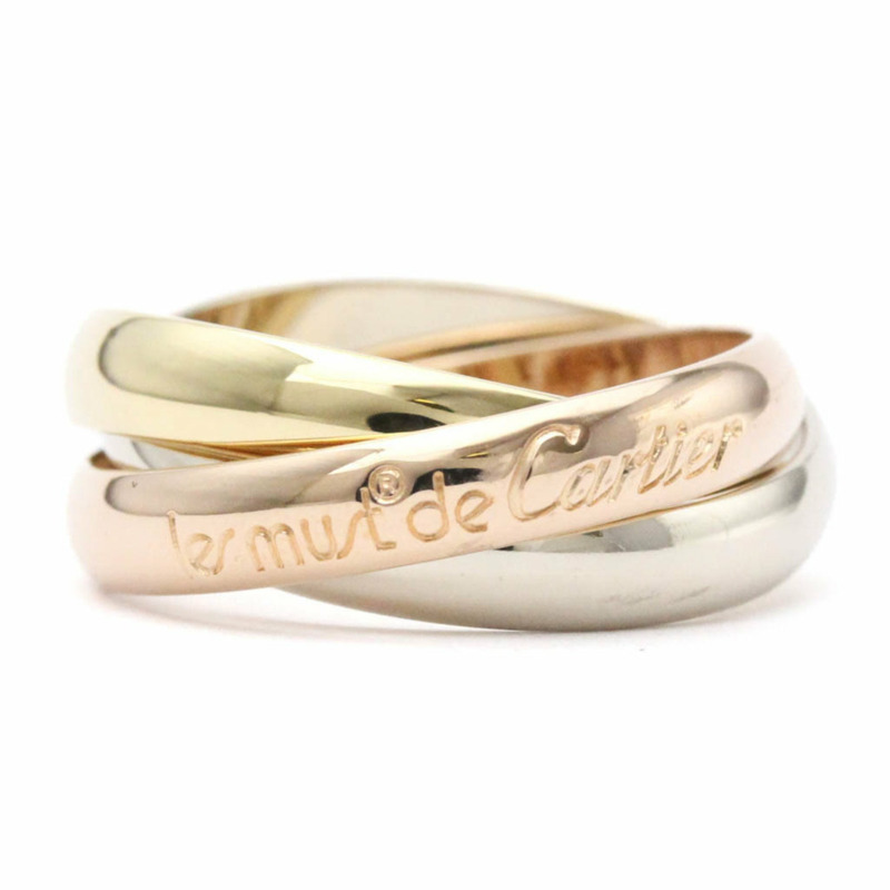 【日本直送】拋光卡地亞 Trinity #51 US 5 3/4 TriColor 18K YG PG WG 750 戒指 BF555215-0