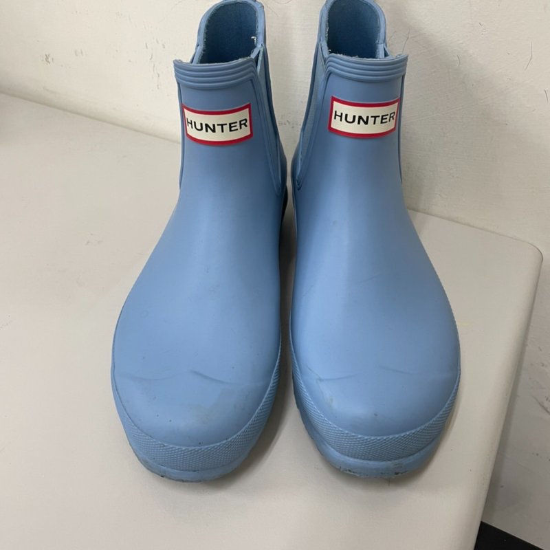 HUNTER 梅雨季必備 二手水藍色低筒雨靴 38 (UK5、US7) 正品-0