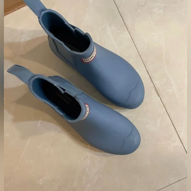 HUNTER 梅雨季必備 二手水藍色低筒雨靴 38 (UK5、US7) 正品-2