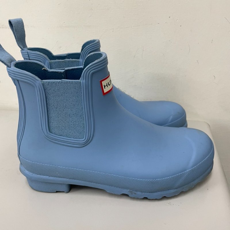 HUNTER 梅雨季必備 二手水藍色低筒雨靴 38 (UK5、US7) 正品-5