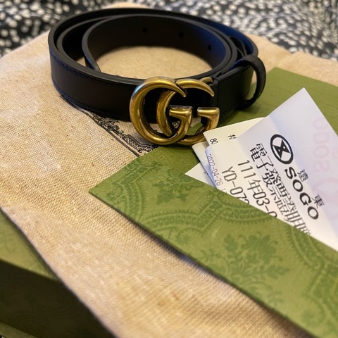 Gucci 復古雙G扣頭皮帶 75cm