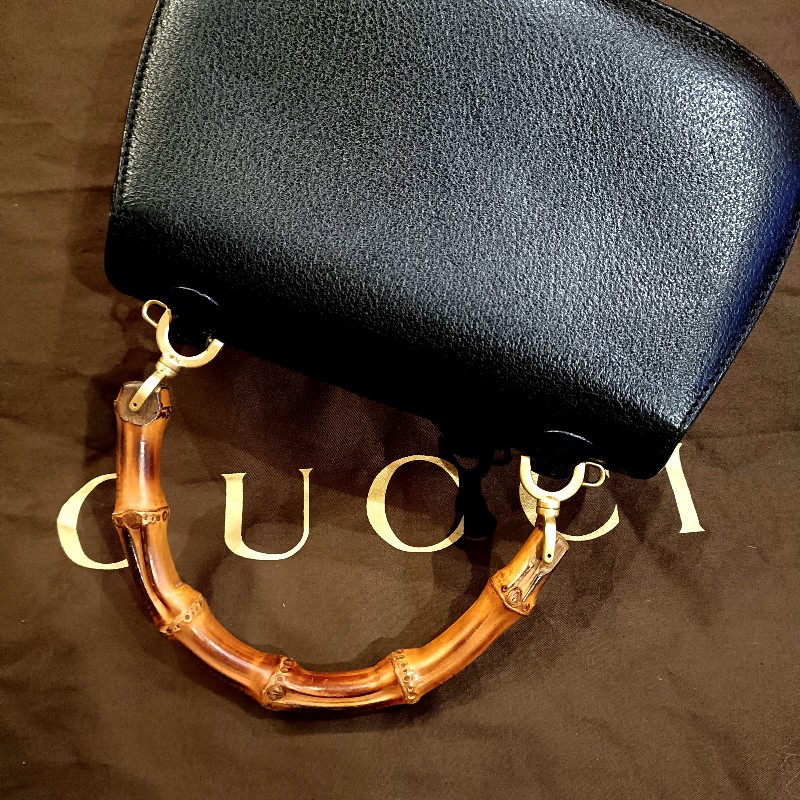 gucci vintage 竹節豬皮1947 小型手提包-1