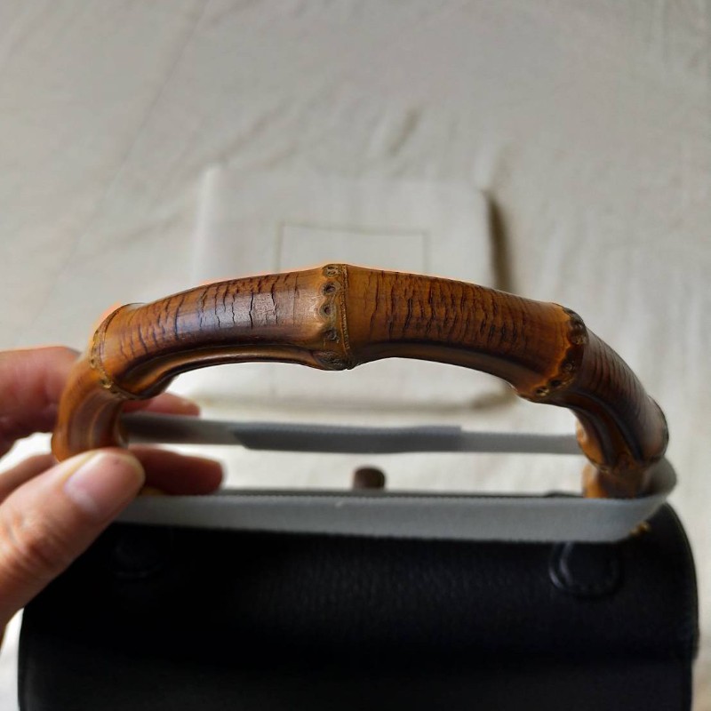 gucci vintage 竹節豬皮1947 小型手提包-18