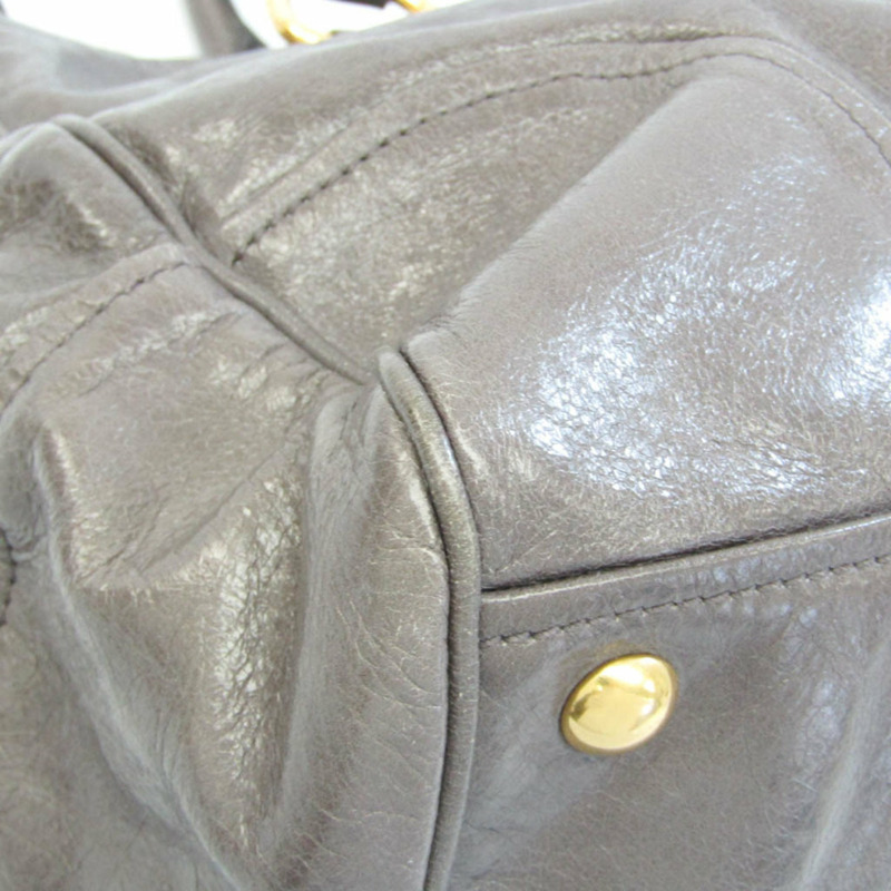 【日本直送】Miu Miu VITELLO SHINE RN1091 女士皮革手提包,單肩包灰色-3