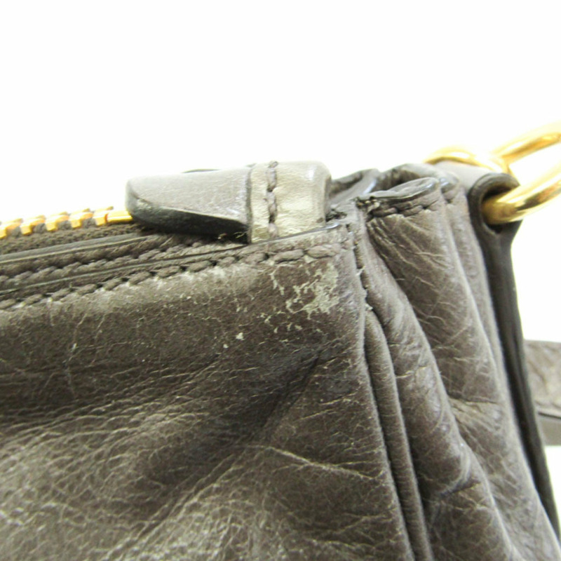 【日本直送】Miu Miu VITELLO SHINE RN1091 女士皮革手提包,單肩包灰色-4