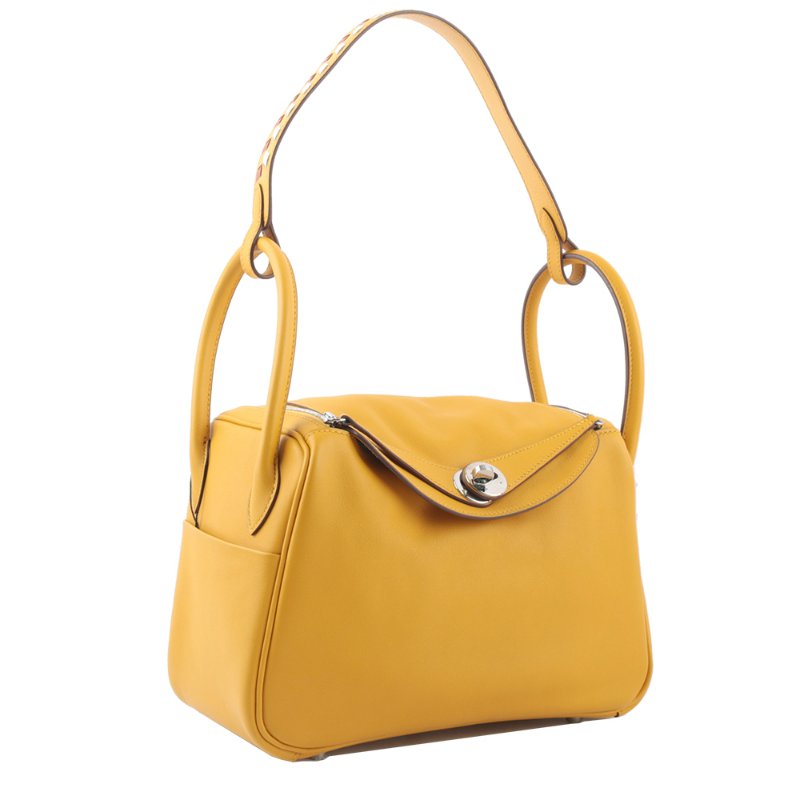 HERMES 銀釦 SWIFT皮 Lindy 26cm(黃色)-1