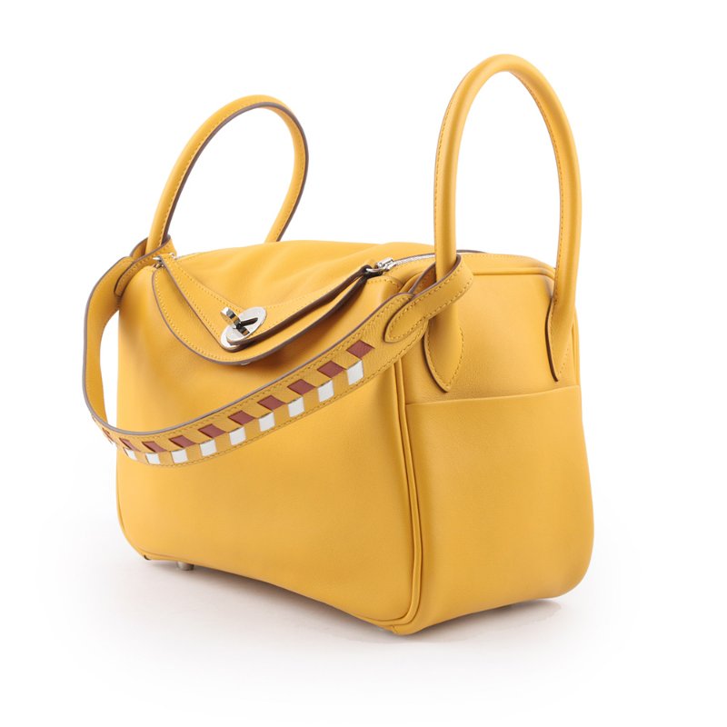 HERMES 銀釦 SWIFT皮 Lindy 26cm(黃色)-4