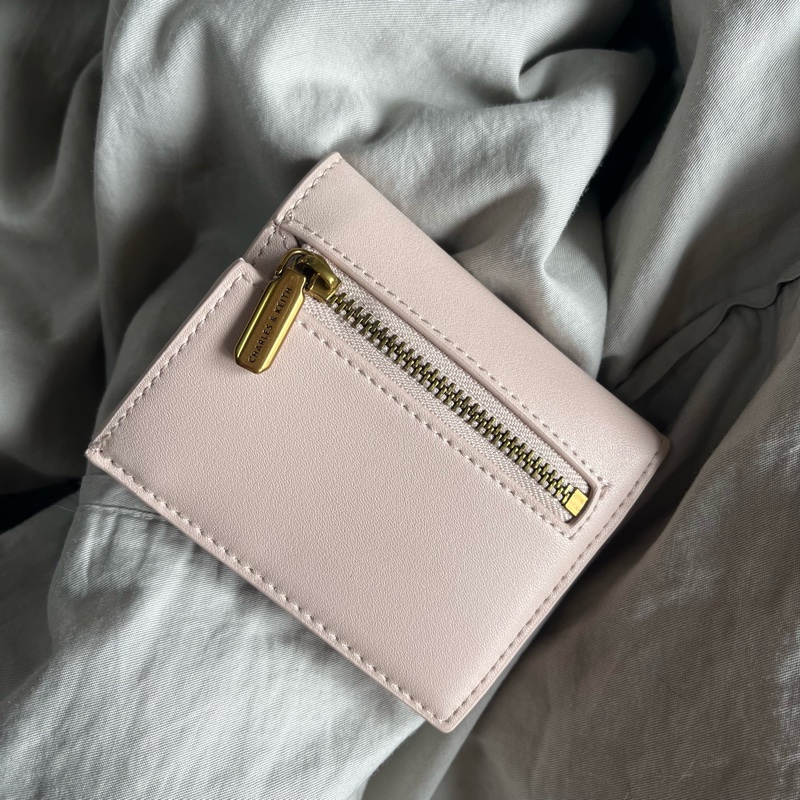 小ck素面摺疊短夾-淺粉色-2