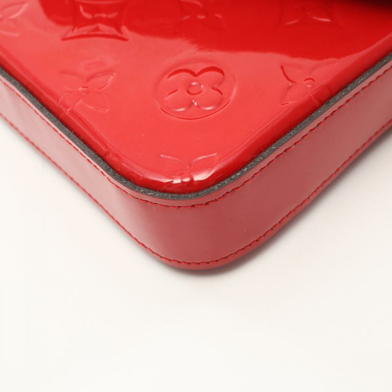 【日本直送】中古LOUIS VUITTON[B]9新Pochette Felicie 老花漆皮 櫻桃紅 鏈條肩包 真皮 紅色-5