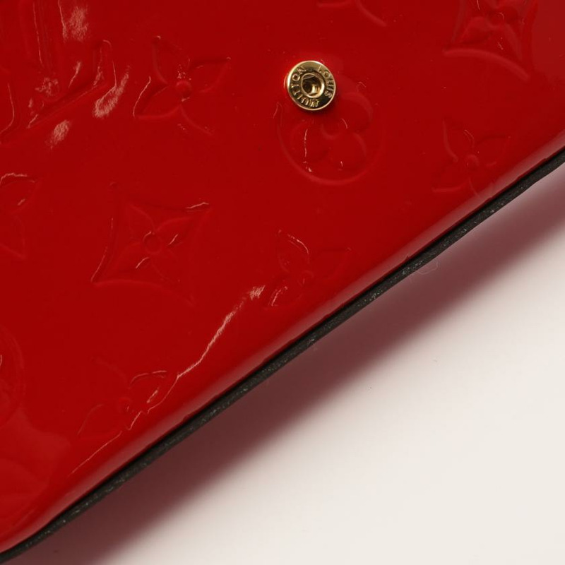 【日本直送】中古LOUIS VUITTON[B]9新Pochette Felicie 老花漆皮 櫻桃紅 鏈條肩包 真皮 紅色-7