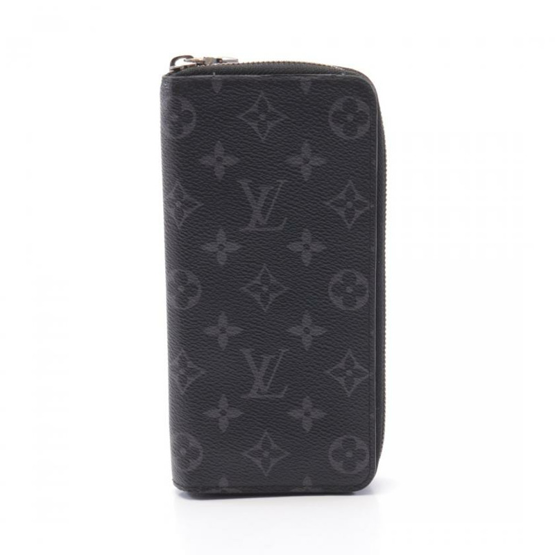 【日本直送】中古LOUIS VUITTON[B]9新Vertical 老花Eclipse 圓角拉鍊長款錢包 PVC 真皮 黑色-0