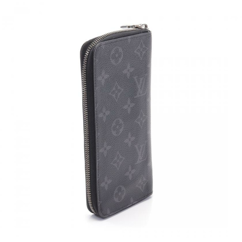【日本直送】中古LOUIS VUITTON[B]9新Vertical 老花Eclipse 圓角拉鍊長款錢包 PVC 真皮 黑色-1