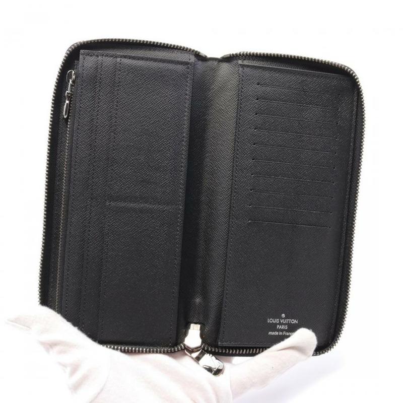 【日本直送】中古LOUIS VUITTON[B]9新Vertical 老花Eclipse 圓角拉鍊長款錢包 PVC 真皮 黑色-2