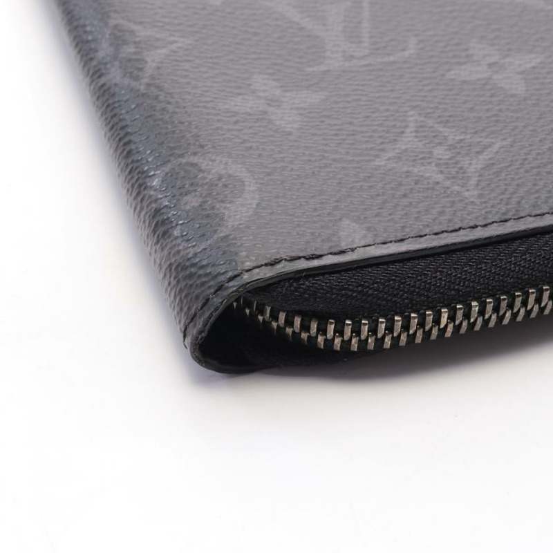 【日本直送】中古LOUIS VUITTON[B]9新Vertical 老花Eclipse 圓角拉鍊長款錢包 PVC 真皮 黑色-6