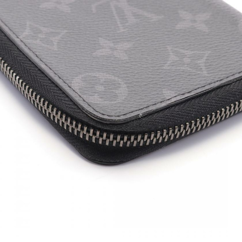 【日本直送】中古LOUIS VUITTON[B]9新Vertical 老花Eclipse 圓角拉鍊長款錢包 PVC 真皮 黑色-7