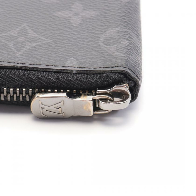 【日本直送】中古LOUIS VUITTON[B]9新Vertical 老花Eclipse 圓角拉鍊長款錢包 PVC 真皮 黑色-8