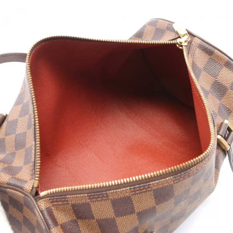 【日本直送】中古LOUIS VUITTON[B]9新Papillon30  烏黑色棋盤格 手提包 PVC 真皮 棕色-2