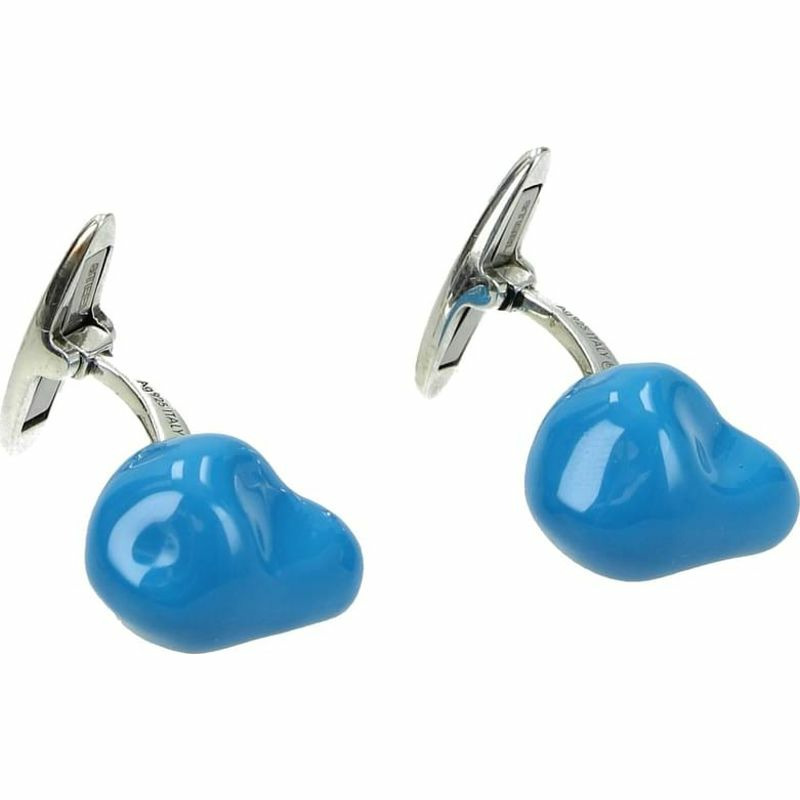 【義大利直送】全新品 Bottega Veneta 袖扣和領帶夾男士銀色藍色鋼藍色-0