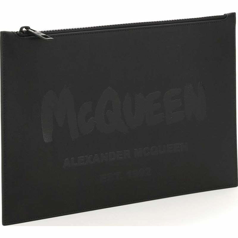 【義大利直送】全新品 “MCQUEEN GRAFFITI”皮革扁平手拿包-2