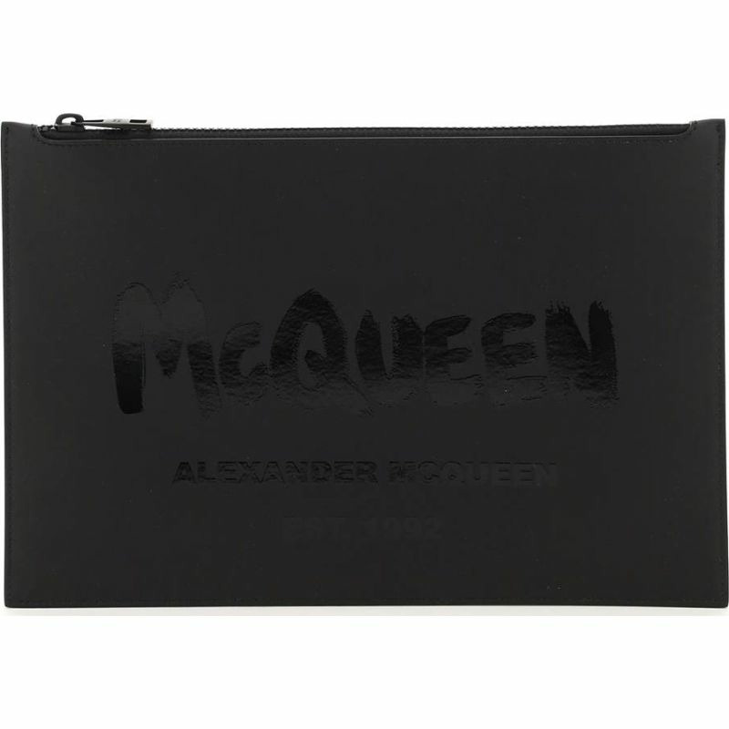 【義大利直送】全新品 “MCQUEEN GRAFFITI”皮革扁平手拿包-3