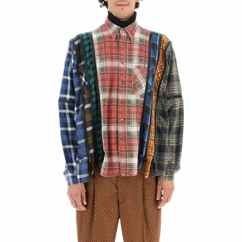 【義大利直送】全新品 “REBUILD”拉鍊拼布法蘭絨襯衫-1