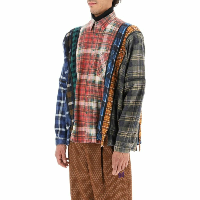 【義大利直送】全新品 “REBUILD”拉鍊拼布法蘭絨襯衫-2