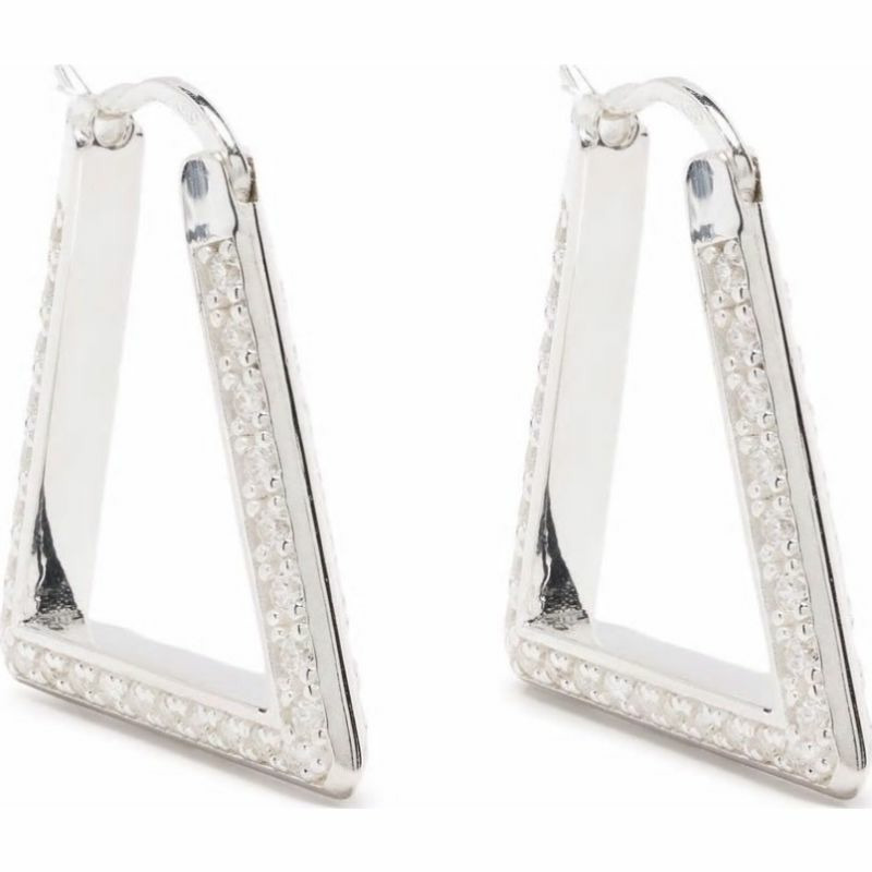 【義大利直送】全新品 耳環立方氧化鋯銀白色 #9000-0