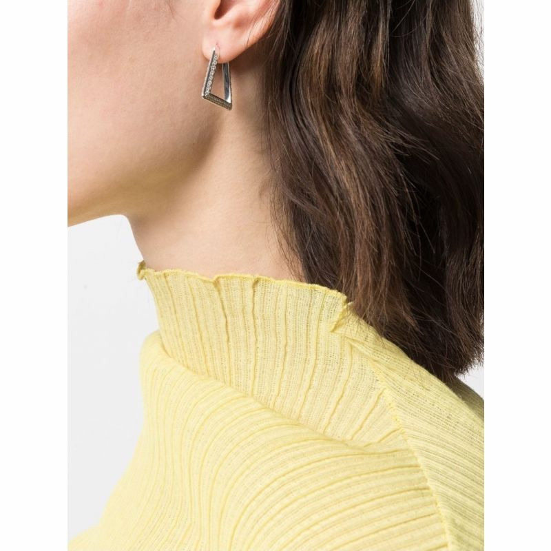 【義大利直送】全新品 耳環立方氧化鋯銀白色 #9000-1