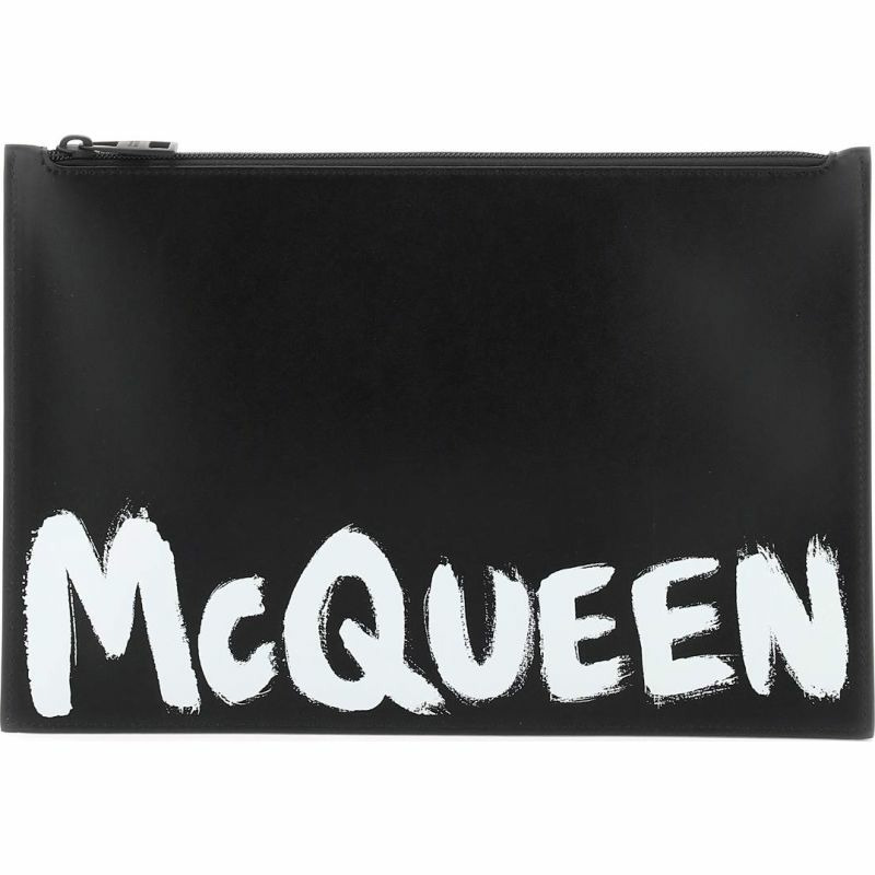 【義大利直送】全新品 “MCQUEEN GRAFFITI”皮革扁平手拿包-1