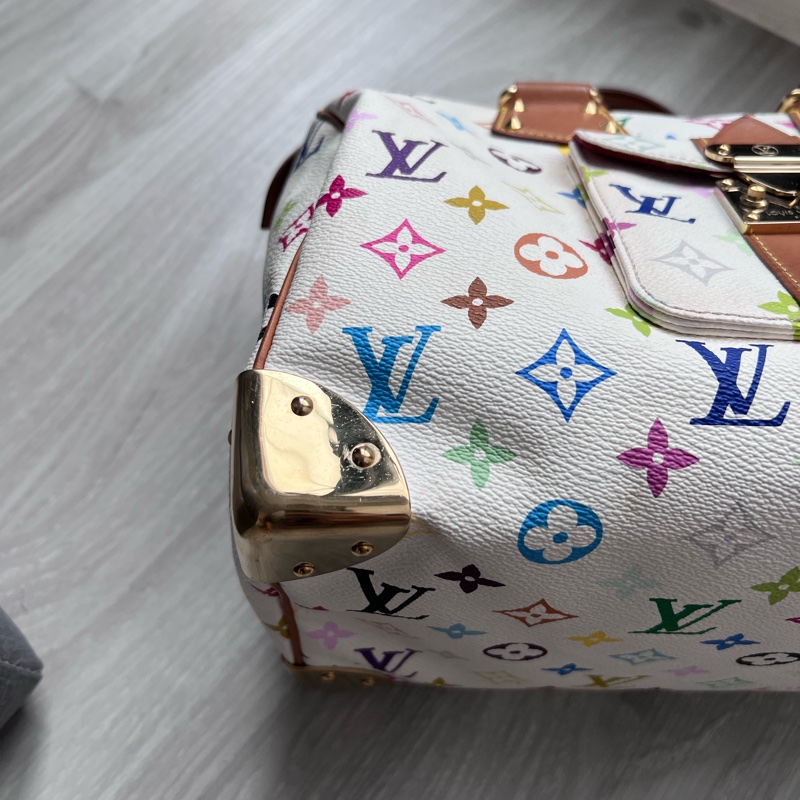 珍藏 LV 絕版 村上隆Multicolore SPEEDY 30手提波士頓包(白彩)-3