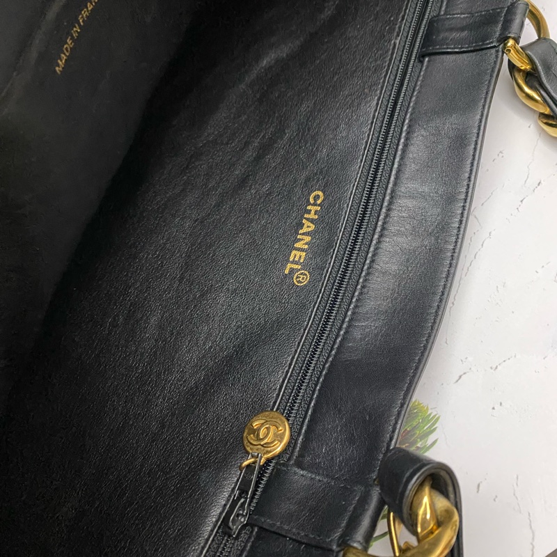 CHANEL香奈兒絕版雙鍊小羊皮托特包-6