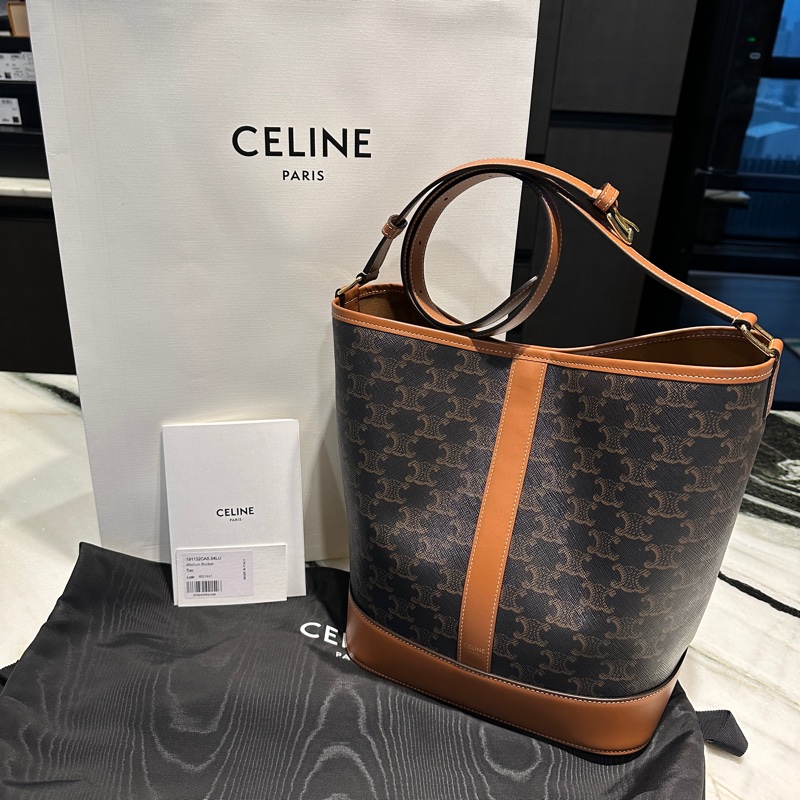 Celine 水桶包 中款 經典老花-0
