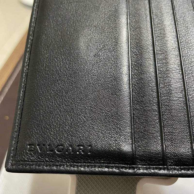 二手《BVLGARI》黑雙開短夾-6