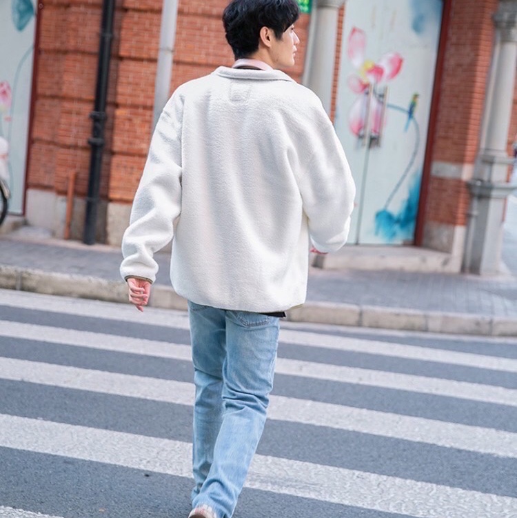 GAP保暖仿羊羔絨拼接立領外套 S-1