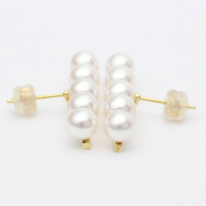 【日本直送】拋光 TASAKI Balance Plus 珍珠 18K 黃金耳釘 BF557149-3