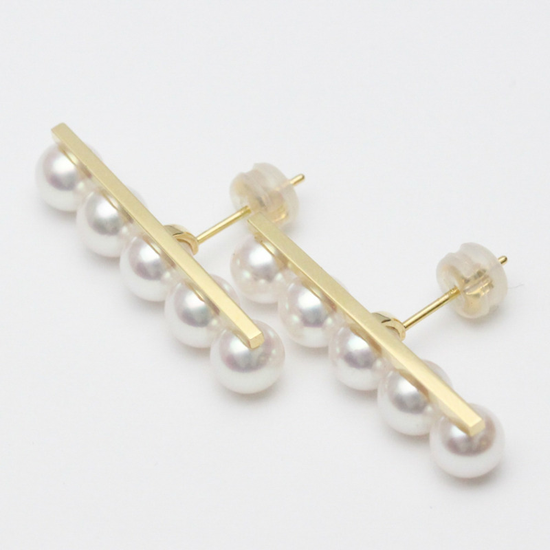 【日本直送】拋光 TASAKI Balance Plus 珍珠 18K 黃金耳釘 BF557149-5