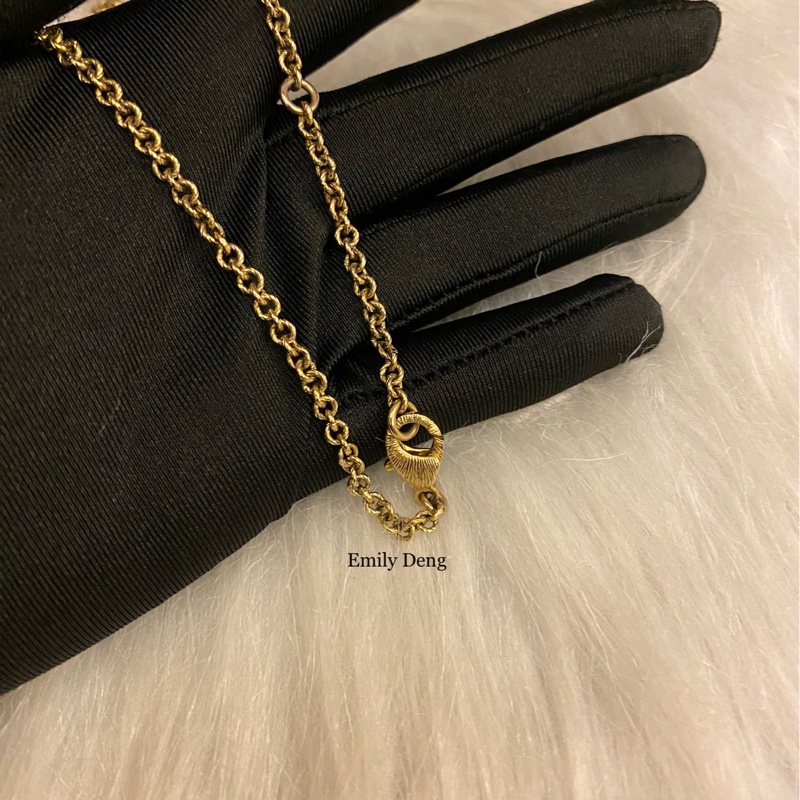 Gucci 雙G水鑽垂墜珍珠 項鍊-7