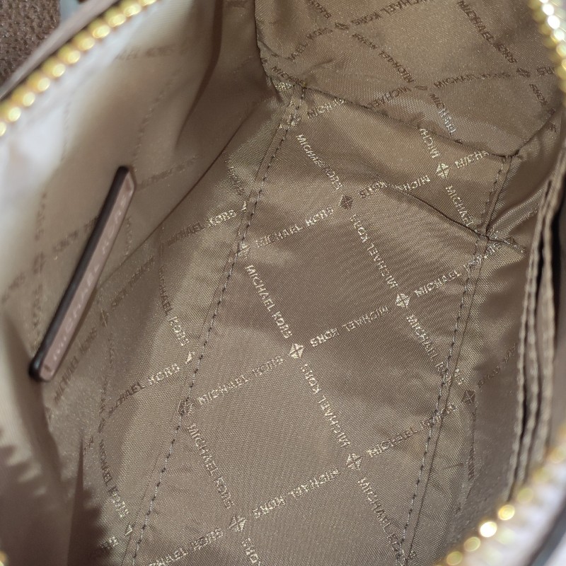 全新MICHAEL KORS粉色滿版老花迷你波士頓包/20公分正品現貨-3