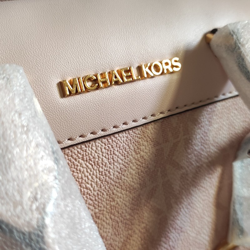 全新MICHAEL KORS粉色滿版老花迷你波士頓包/20公分正品現貨-4