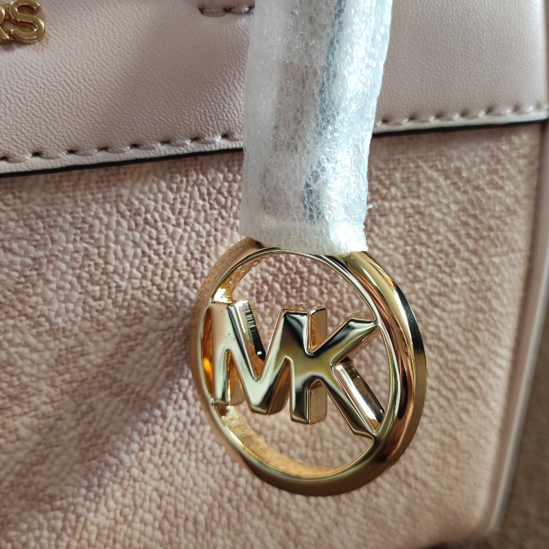 全新MICHAEL KORS粉色滿版老花迷你波士頓包/20公分正品現貨-10