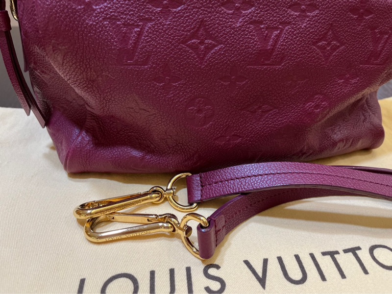 LV SPEEDY 25 酒紅色牛皮壓紋 波士頓包-1