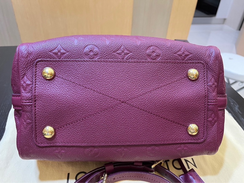 LV SPEEDY 25 酒紅色牛皮壓紋 波士頓包-2