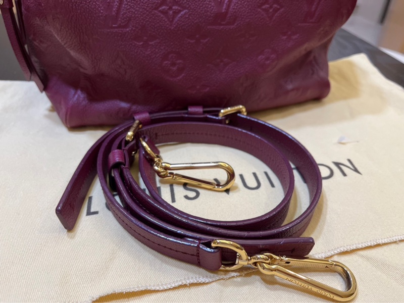 LV SPEEDY 25 酒紅色牛皮壓紋 波士頓包-4