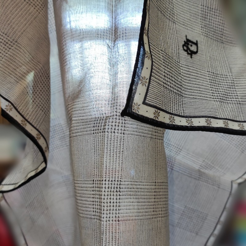 DIOR迪奧純蠶絲絲巾+純棉手帕兩件組/9新-2