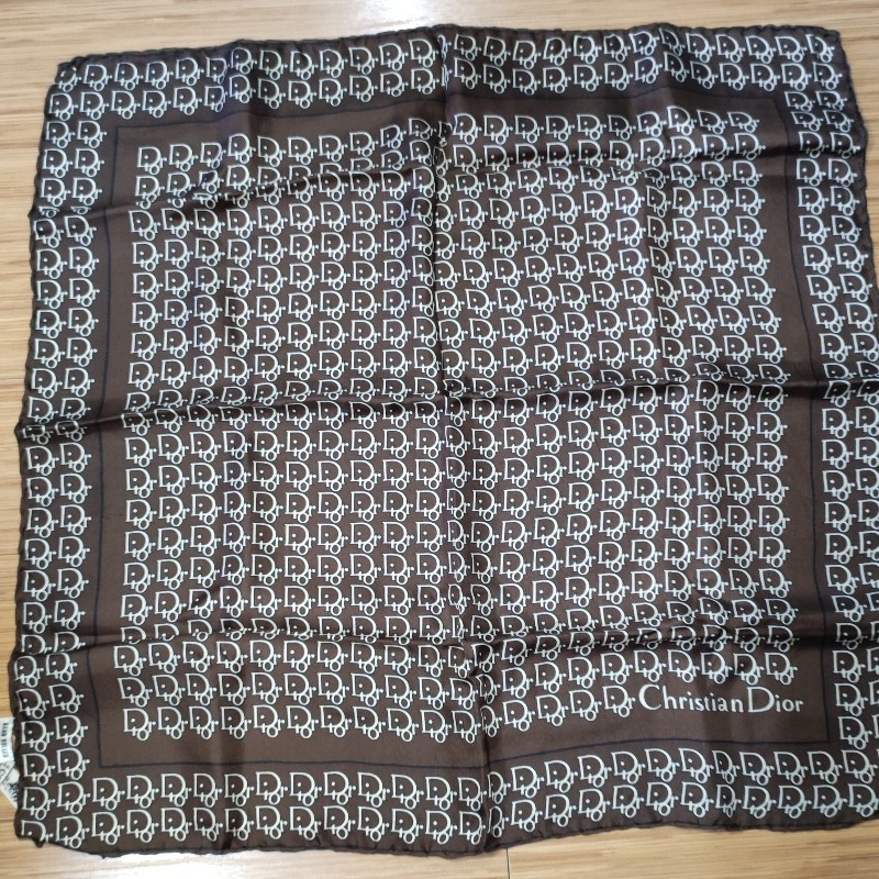 DIOR迪奧純蠶絲絲巾+純棉手帕兩件組/9新-4