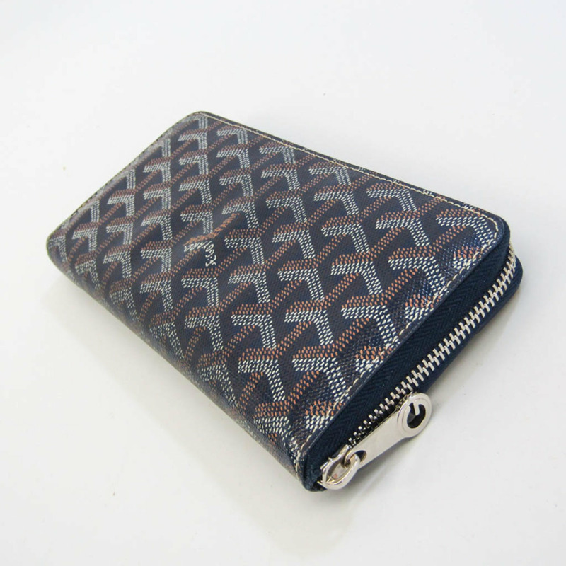 【日本直送】Goyard Matignon 男士、女士皮革、塗層帆布長款錢包(雙折)海軍藍-1