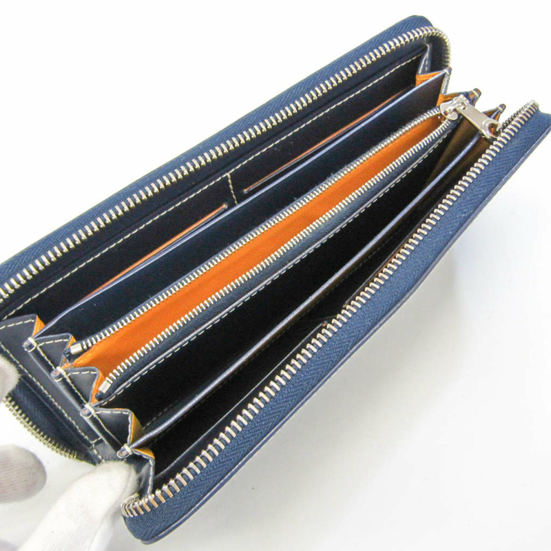 【日本直送】Goyard Matignon 男士、女士皮革、塗層帆布長款錢包(雙折)海軍藍-2