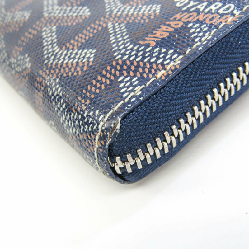 【日本直送】Goyard Matignon 男士、女士皮革、塗層帆布長款錢包(雙折)海軍藍-3