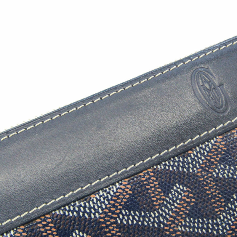【日本直送】Goyard Matignon 男士、女士皮革、塗層帆布長款錢包(雙折)海軍藍-4